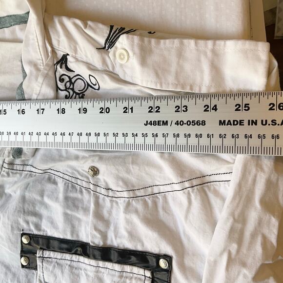 En4orce Men’s Button Down Shirt Size 6XL Short Sleeve Wings of Freedom White - Picture 3 of 8